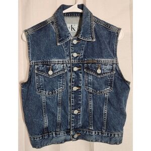 Calvin Klein Vintage Made In USA Denim Jean Vest Women's Size MEDIUM